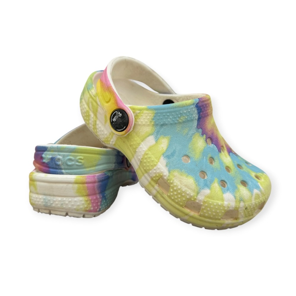 Crocs Classic Clog Kids Size C8 Multi-Color Tie-Dye Slip On Shoes